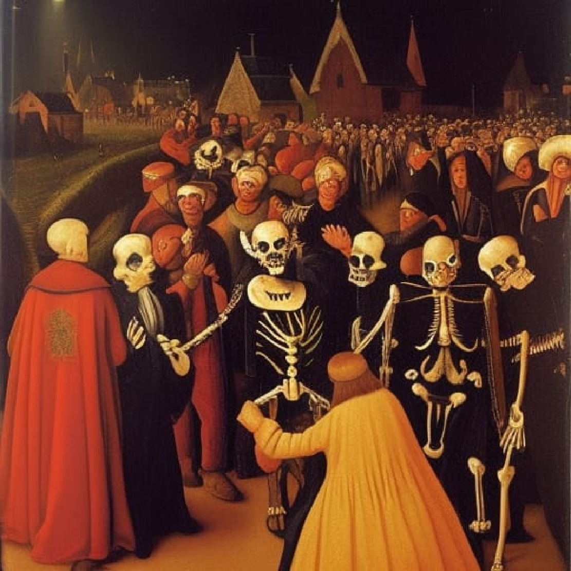 Painting of a dance of death